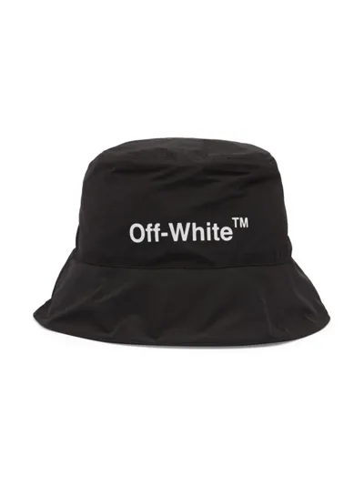 Off-white Helvetica Logo-print Bucket Hat In Black White