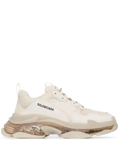 Balenciaga Triple S Clear Sole Sneakers In Beige