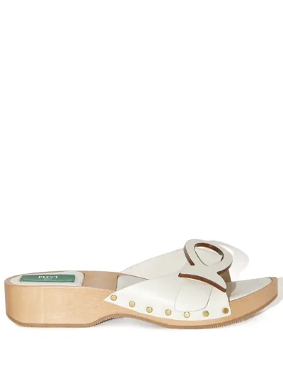 Emilio Pucci Patch-detail Open-toe Sandals In White