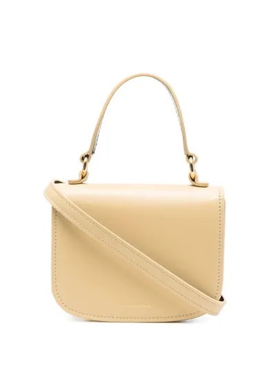 Jil Sander Halo Leather Mini Crossbody Bag In Beige