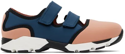 Marni Kids Pink & Navy Velcro Scuba Sneakers In Var 1brown