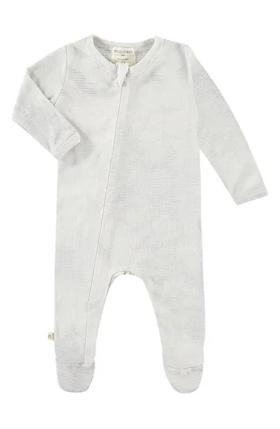 Paigelauren Babies' Long Sleeve Front Zip Footie In Marble Gray