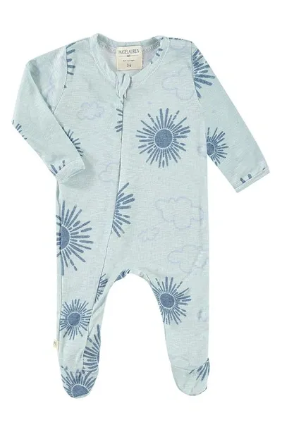 Paigelauren Babies' Long Sleeve Front Zip Footie In Sun Burst Blue