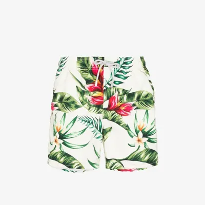 Mc2 Saint Barth White Printed Recycled Shell Swim Shorts In Yellow