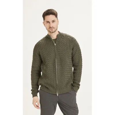 Pre-owned Knowledgecotton Apparel Herren Cardigan Field Aus Bio-baumwolle Zopfmuster Gots