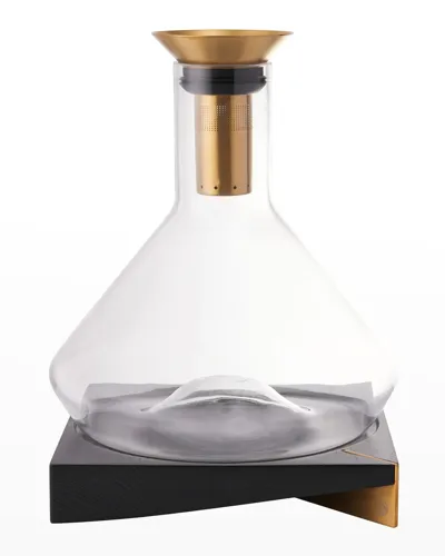 Rabbit Brass Decanter W/ Wood Base In Black