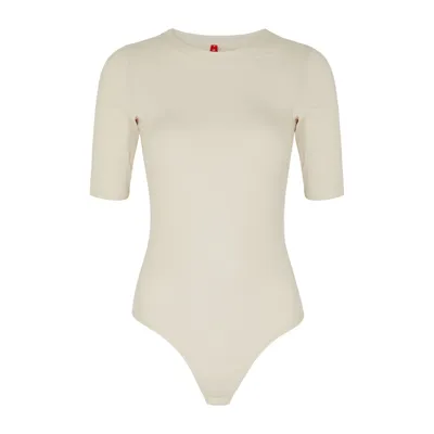 Spanx Suit Yourself Ribbed Stretch-jersey Bodysuit In Off White