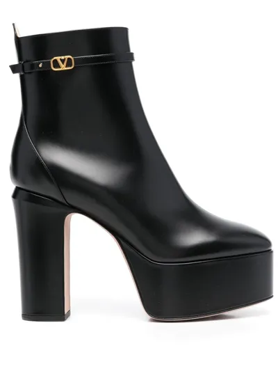 Valentino Garavani Logo-buckle 125mm Boots In Black