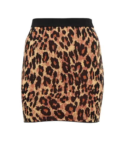 Staud Manette Leopard-print Miniskirt In Brown