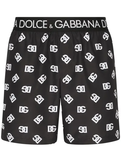 Dolce & Gabbana Dg Logo-print Swimming Shorts In Black