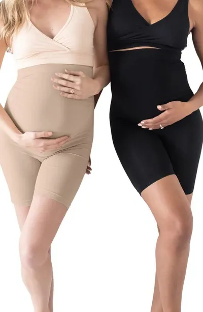 Kindred Bravely Assorted 2-pack Seamless No-rub Maternity Thigh Saver In Black Beige