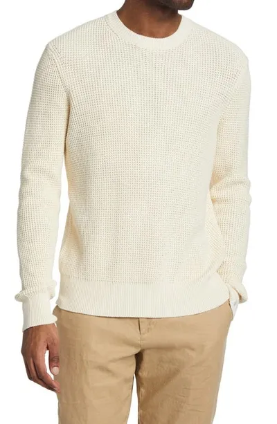 Rag & Bone Icons Dexter Waffle Knit Crewneck Cotton Sweater In Raw