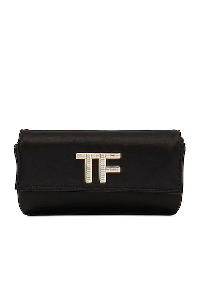 Fwrd Renew Tom Ford Satin Crystal Small Shoulder Bag In Black