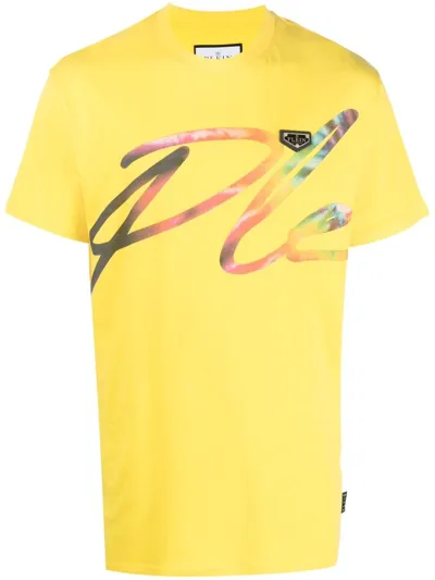 Philipp Plein Ss Signature Cotton T-shirt In Yellow