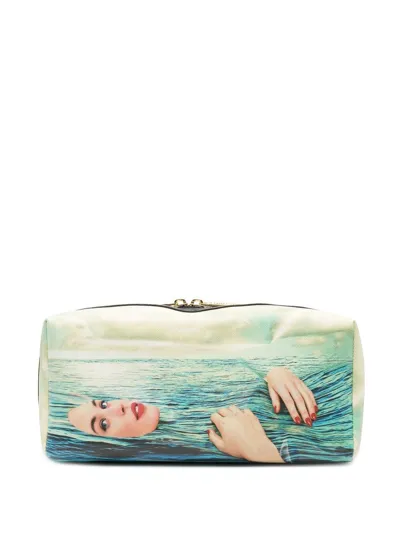 Seletti Sea Girl Print Wash Bag In Blue