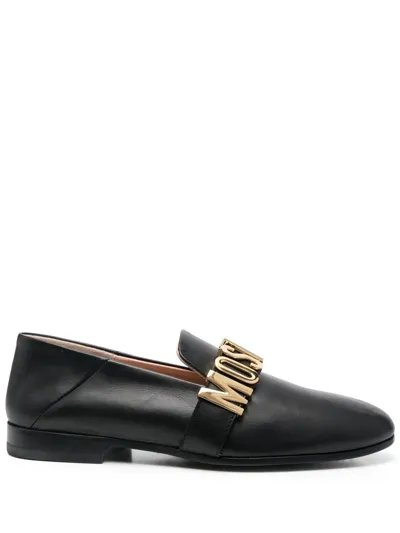 Moschino Logo-plaque 30mm Leather Loafers In Black