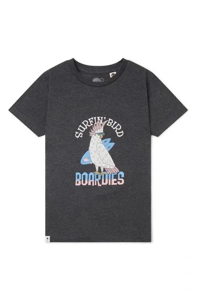 Boardies Kids' Surfin' Bird Cotton Graphic Tee In Grey