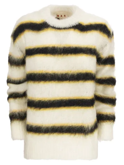 Marni Gauze-effect Mohair Pullover In Cream