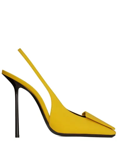 Saint Laurent Maxine Crêpe De Chine Slingback Pumps In Yellow