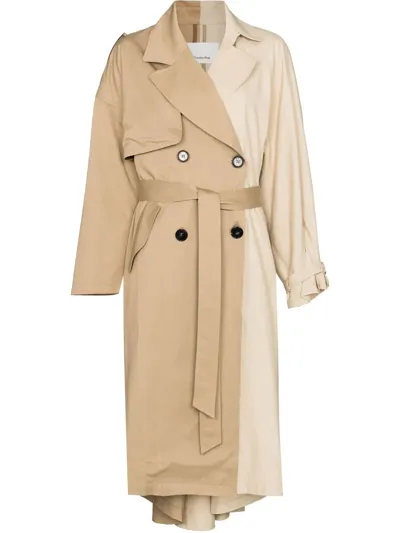 The Frankie Shop Neutral Two Tone Panelled Trench Coat In Neutrals