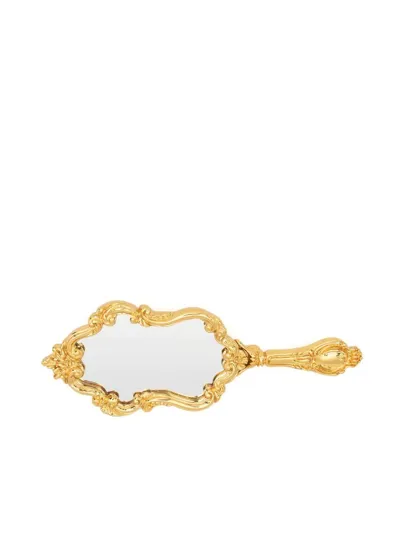 Moschino Mirror Pin Brooch In Gold