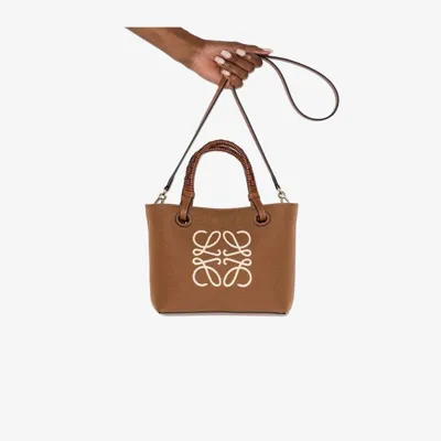 Loewe Brown Anagram Mini Canvas Tote Bag