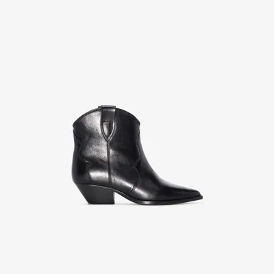 Isabel Marant Black Dewina 40 Leather Ankle Boots In Black  