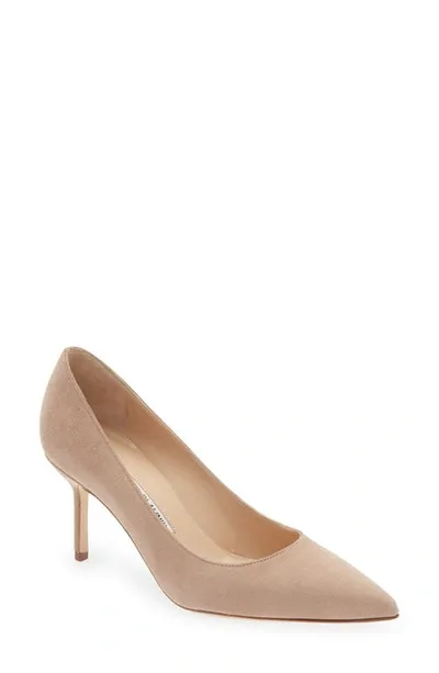 Manolo Blahnik Bb 105 Suede Pumps In Nude Suede