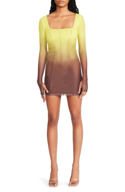 Bb Dakota By Steve Madden Steve Madden Freya Ombré Long Sleeve Minidress In Sulphur Spring