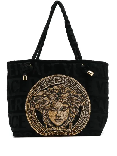 Versace Medusa-embellished Tote Bag In Black