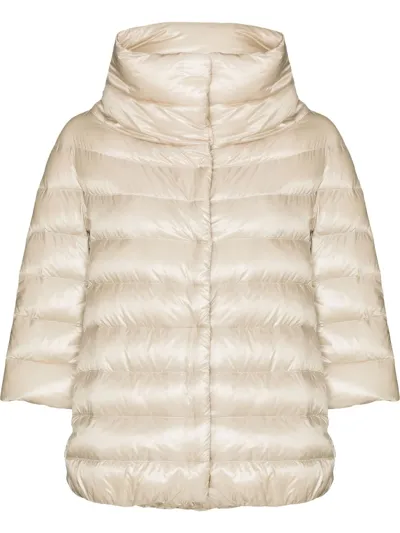 Herno Neutral High-neck Puffer Jacket In Beige