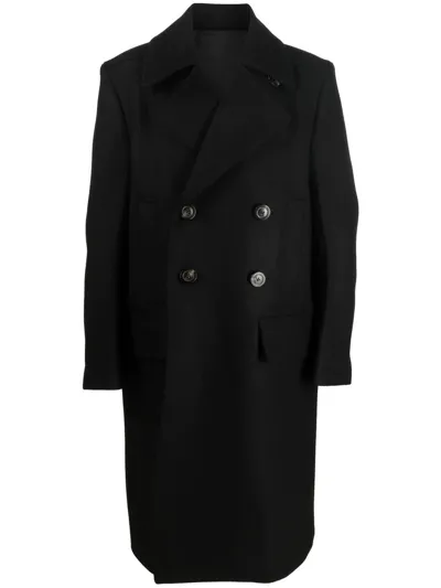 Rick Owens Double-breasted Wide-lapel Coat In Black