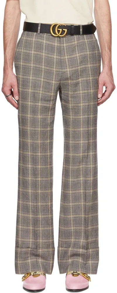 Gucci Wide Trousers In Prince Of Wales In Multicolor