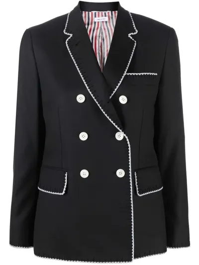 Thom Browne Double-breasted Wool Sport Coat In Black