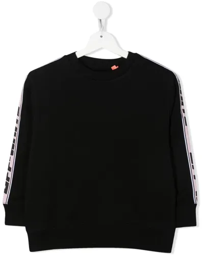 Off-white Kids' Logo-tape Crew Neck Jumper In 黑色