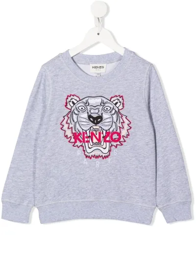 Kenzo Kids' Embroidered-tiger Detail Sweatshirt In Grey