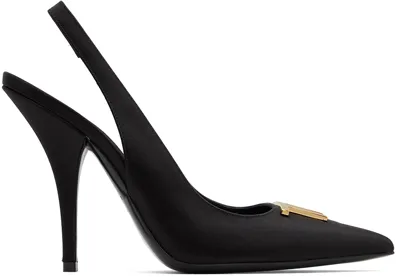 Tom Ford Black Satin Slingback Heels