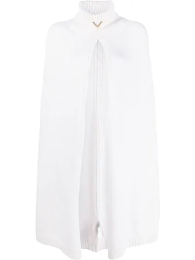 Valentino Logo-plaque Cape-style Knitted Top In Ivory