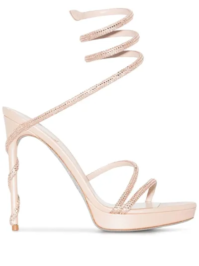 René Caovilla Crystal-embellished 120mm Stiletto Sandals In Neutrals