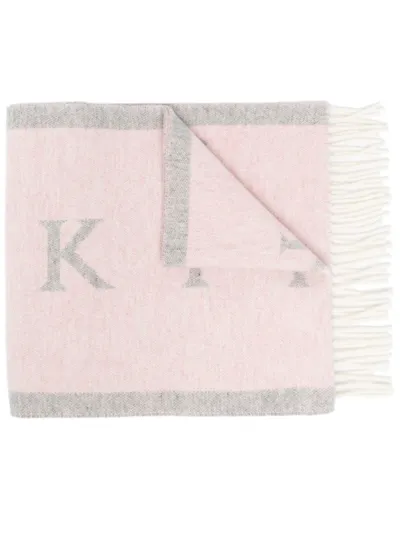 Mackintosh Edinburgh Wool Logo Scarf In Pink