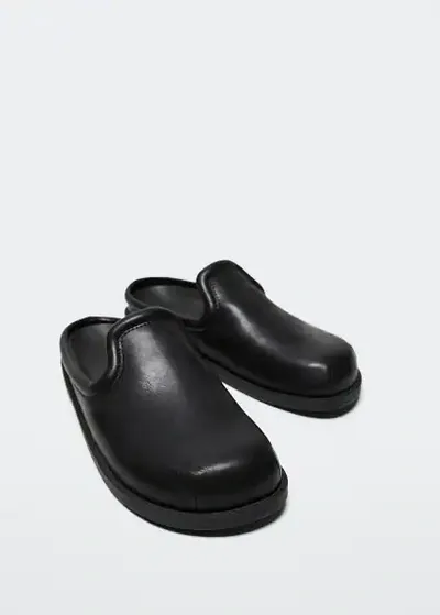 Mango Leather Effect Clogs Black