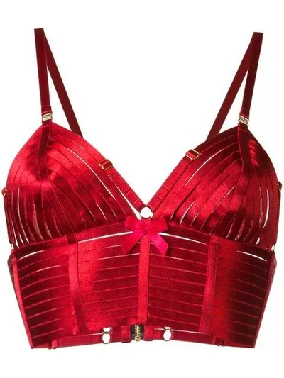 Bordelle Bondage-belle Stretch Satin Crop Top In Red