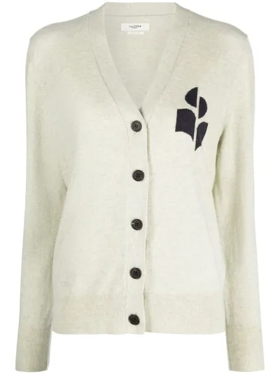 Isabel Marant Étoile Karin Logo-intarsia Cardigan In Light Grey