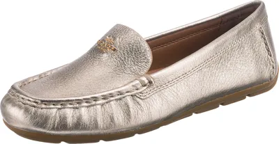 Pre-owned Coach Neu  Marley Metallic Leather Driver Loafers 25835695 Für Damen