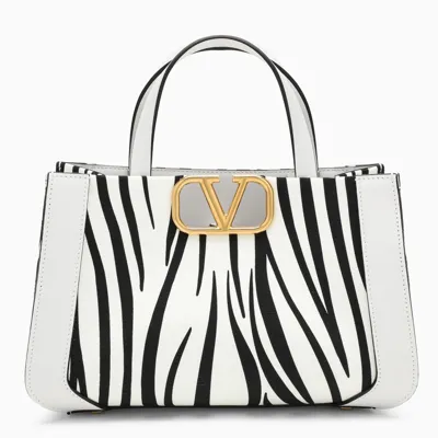 Valentino Garavani Mini Animalier Leather Tote Bag In White