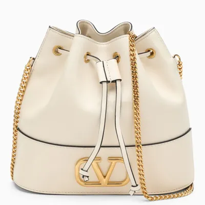 Valentino Garavani Ivory-coloured Vlogo Signature Bucket Bag In White