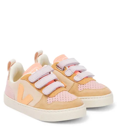 Veja Kids' V-10 Suede Sneakers In Beige