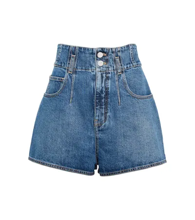 Alaïa Women's High-waisted Denim Shorts In Blue Jeans