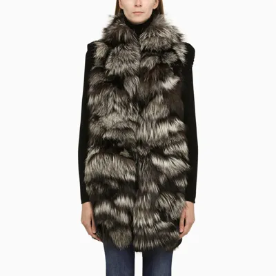 Swd By S.w.o.r.d. Wool Gilet With Fur In Black