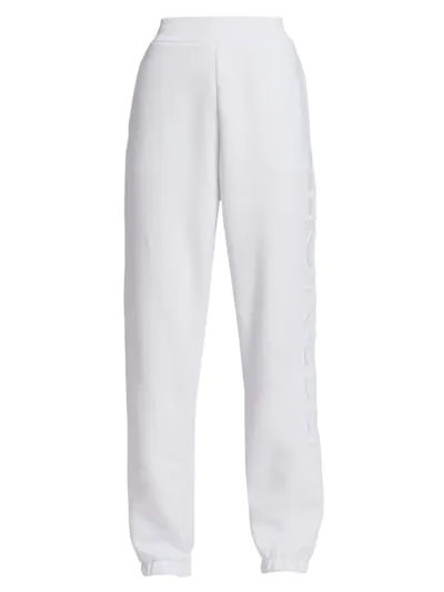 Moncler Logo-embroidered Cotton Sweatpants In White